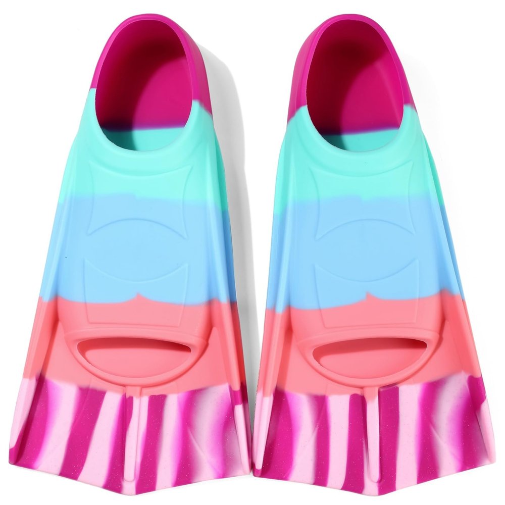 Foyinbet Kids Swim Fins,Short Youth Fins Swimming Flippers for Lap Swimming and Training for Children Girls Boys Small