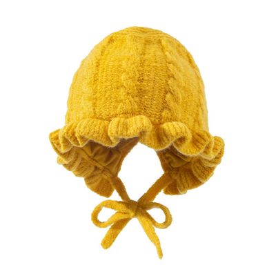FASHIXD Baby Girl Winter Hat Toddler Beanie Hats Cute Ruffle Warm Knit Hat for Toddler Girls Boys 6Months-3Y (Yellow)