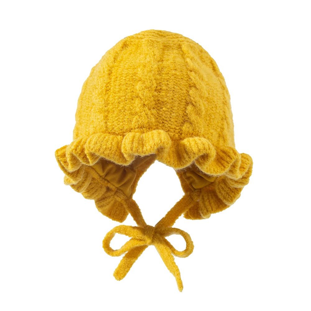 FASHIXD Baby Girl Winter Hat Toddler Beanie Hats Cute Ruffle Warm Knit Hat for Toddler Girls Boys 6Months-3Y (Yellow)
