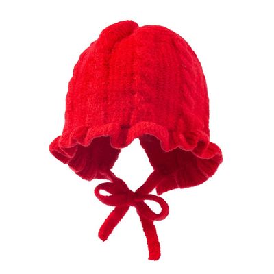 Baby Girl Winter Hat Toddler Beanie Hats Cute Ruffle Warm Knit Hat for Toddler Girls Boys 6Months-3Y (Red)