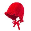 Baby Girl Winter Hat Toddler Beanie Hats Cute Ruffle Warm Knit Hat for Toddler Girls Boys 6Months-3Y (Red) view 2