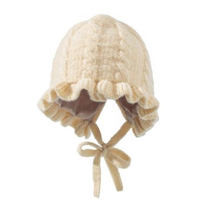 FASHIXD Baby Girl Winter Hat Toddler Beanie Hats Cute Ruffle Warm Knit Hat for Toddler Girls Boys 6Months-3Y (Beige)