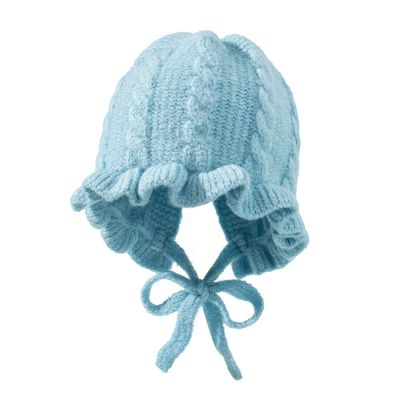FASHIXD Baby Girl Winter Hat Toddler Beanie Hats Cute Ruffle Warm Knit Hat for Toddler Girls Boys 6Months-3Y (Blue)
