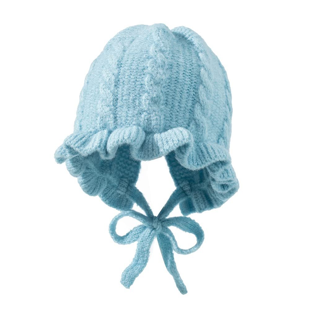 FASHIXD Baby Girl Winter Hat Toddler Beanie Hats Cute Ruffle Warm Knit Hat for Toddler Girls Boys 6Months-3Y (Blue)