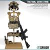 Savior Equipment H.A.B Tactical Gear Stand Helmet Vest Belt Display Rack, Military Gear Holder Plate Carrier Indoor Home Garage Free-Standing Organizer, RAL 8000 Tan view 2