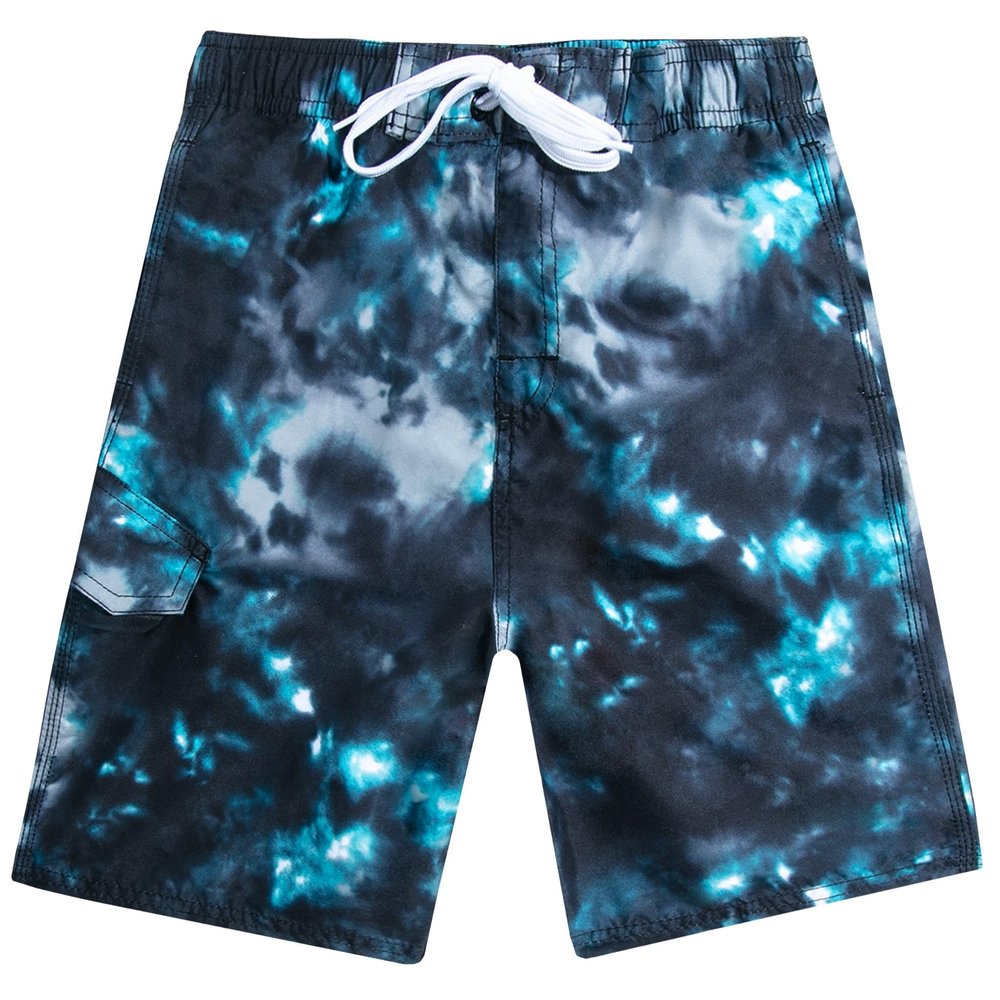 Kanu Surf boys Specter Quick Dry Upf 50+ Beach Swim Trunks, Hurricane Black/Aqua, 10 12 US