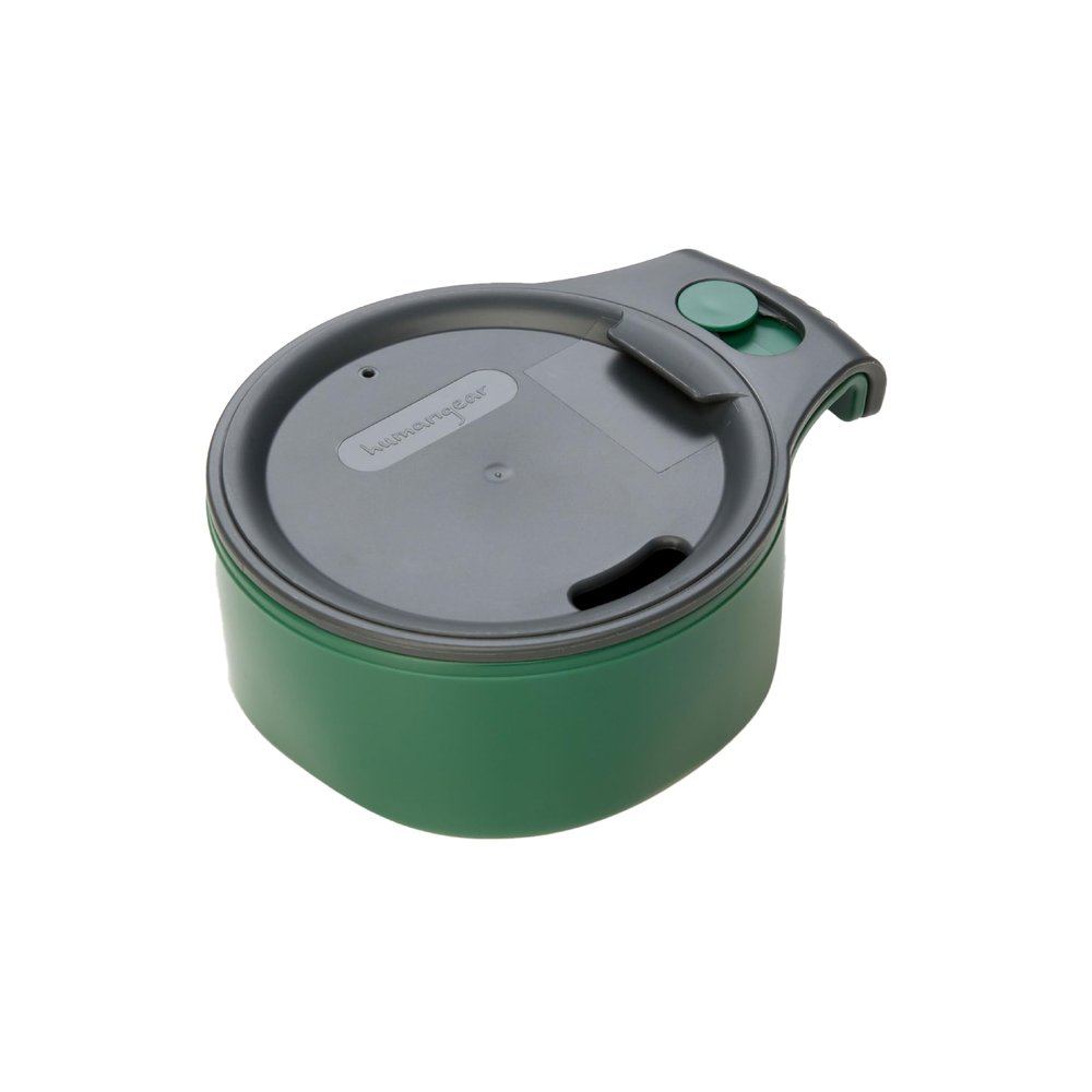 humangear cupCUP | Nesting Cup Mess Kit | Camping Gear with Secure Lid | Made with FDA-Food Safe Material, Charcoal/Green