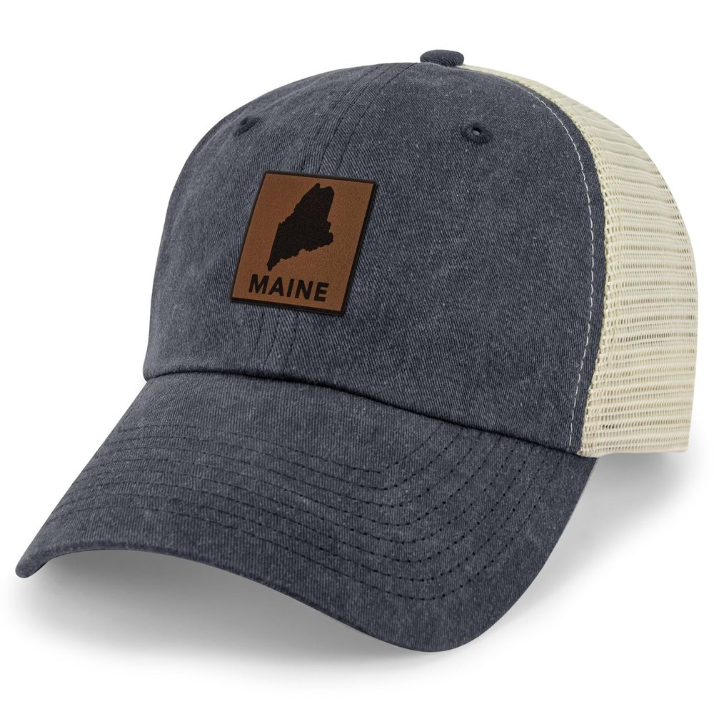 Chowdaheadz Maine Leather Patch Relaxed Trucker Hat Navy