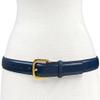 A274GP Gold Buckle Italian Calfskin Genuine Full Leather Dress Belt 1"(25mm) Wide (Gold Smooth Navy, 42) view 2