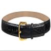 A274GP Gold Buckle Genuine Full-Grain Cowhide Leather Dress Belt 1"(25mm) Wide (25mm-Alligator Black, 36) view 1