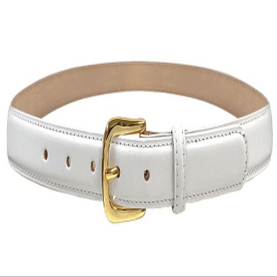 A274GP Gold Buckle Italian Calfskin Genuine Full Leather Dress Belt 1"(25mm) Wide (Gold Smooth White, 32)