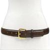 A274GP Gold Buckle Italian Calfskin Genuine Full Leather Dress Belt 1"(25mm) Wide (Gold Smooth Brown, 32) view 2