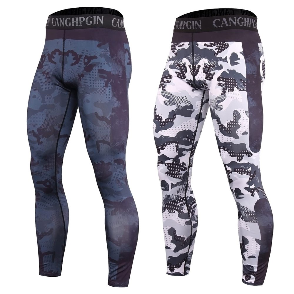OEBLD Compression Pants Men UV Blocking Running Tights 1 or 2 Pack Gym Yoga Leggings for Athletic Workout