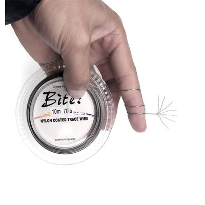 5LB-280LB 7 Strands Stainless Steel Wire Leader Nylon Coated-32.8ft Fishing Leader with 10pcs Crimp Sleeves (Silver with Spool, 100LB)
