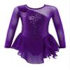 winying Girls Mock Neck Long Sleeves Tulle Splice Cut Out Back Roller Ice Figure Skating Dress Ballet Dancewear Purple b 6 Years view 1