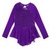winying Girls Mock Neck Long Sleeves Tulle Splice Cut Out Back Roller Ice Figure Skating Dress Ballet Dancewear Purple b 6 Years view 3
