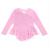 easyforever Kids Girls Metallic Snowflake Ice Figure Skating Tutu Dress Long Sleeve Gymnastic Leotard Performing Costume Pink 4 8 Years view 3