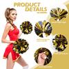 4Pcs Metallic Cheerleading Pom Poms, Creatiee 2 Pair Cheerleader Cheering Squad Pompoms for School Sports Dance Games Team Spirit Cheer (Black Gold) view 3