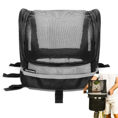 ANZOME Dog Bike Basket Cover, Breathable Mesh Pet Carrier Cover for Small Pets, Secure Velcro Straps, Reflective Safety Strip, Easy Install for Bicycle Front Basket 12.9L8.6W (Basket Not Included)