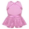Agoky Girls Sequined Ballet Hip-Hop Jazz Latin Modern Tap Dress Street Stage Performance Costume Pink 5-6 view 2