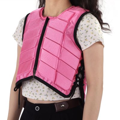 Kids Equestrian Protective Vest, Professional Safety Equestrian Vest, EVA-Padded Horse Riding Protective Gear Body Protector Sportswear Shock-Absorption Waistcoat for Children Boys Girls (CL, Pink)