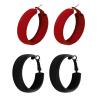 2Pairs Matte Geometric Round Circle Hoop Earring Set for Women Retro Fluorescent Color Statement Earring Wedding Holiday Christmas Party Holiday Jewelry-A red black view 1