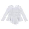 easyforever Kids Girls Metallic Snowflake Ice Figure Skating Tutu Dress Long Sleeve Gymnastic Leotard Performing Costume White 4 6 Years view 4