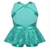 Agoky Girls Sequined Ballet Hip-Hop Jazz Latin Modern Tap Dress Street Stage Performance Costume Lake Green 13-14 view 2