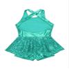 Agoky Girls Sequined Ballet Hip-Hop Jazz Latin Modern Tap Dress Street Stage Performance Costume Lake Green 13-14 view 4