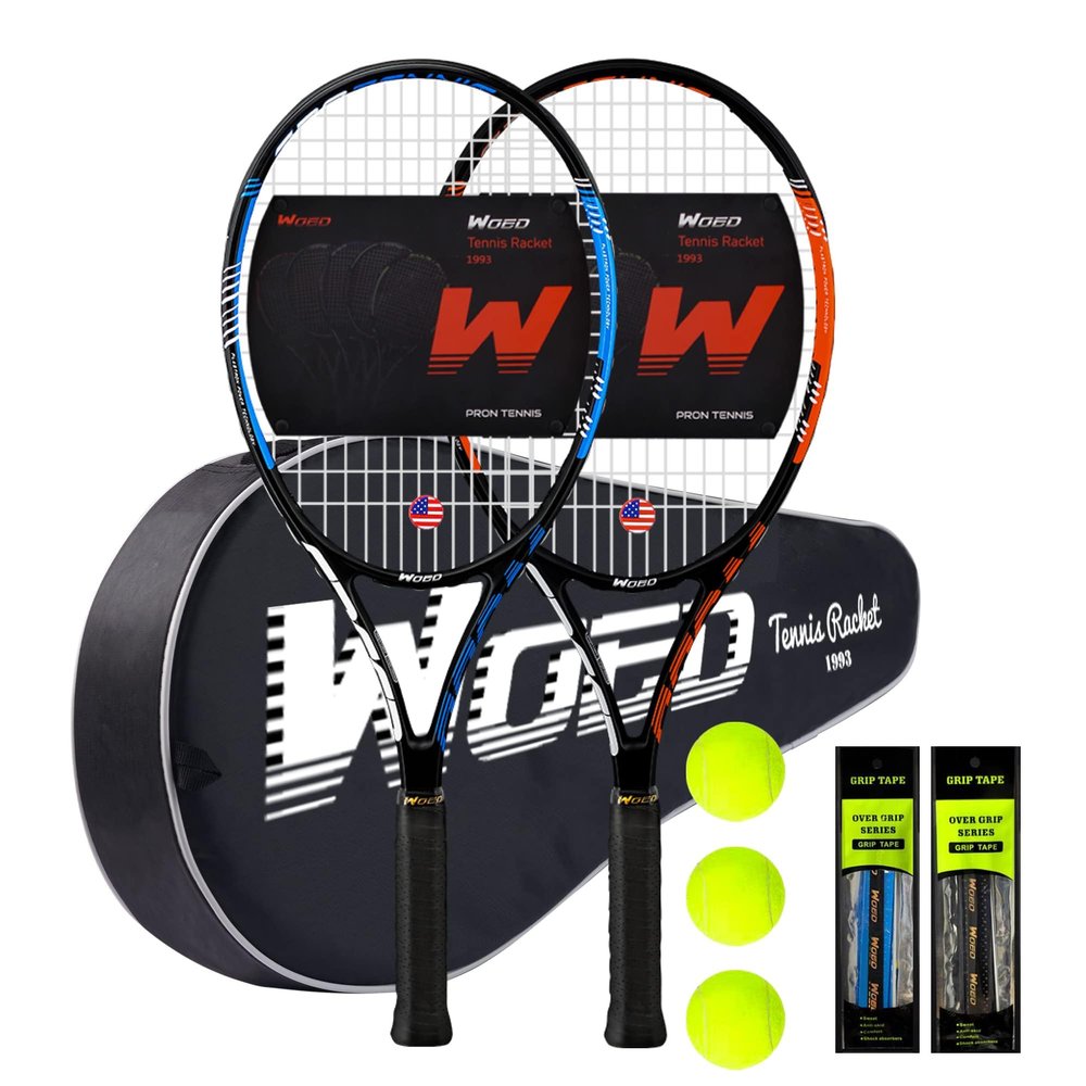 Adult 2 Player Tennis Racket Perfect for Beginner and Professional Players, 27 Speed Tennis Racquet Include Tennis Balls, Overgrips, Tennis Bag, Vibration Dampe, Cover