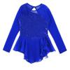 winying Girls Mock Neck Long Sleeves Tulle Splice Cut Out Back Roller Ice Figure Skating Dress Ballet Dancewear Royal Blue b 4 Years view 3
