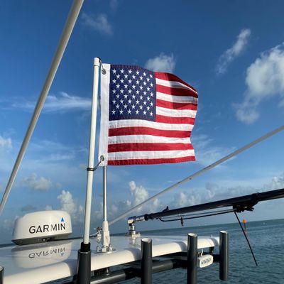 Boat Trix Boat American Flag and Pole Set, Rod Holder Mount New Improved Fiberglass Flagpole, 7/8 Inch Diameter, Thick Wall, Durable with Stainless Steel Hardware