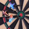 Electronic Dart Board LED Electric Digital Dart Boards for Adults with Cabinet with 12 Soft Tip Dartboard Set view 2