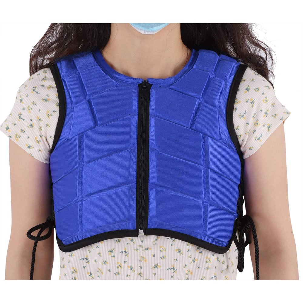 Kids Equestrian Protective Vest, Professional Safety Equestrian Vest, EVA-Padded Horse Riding Protective Gear Body Protector Sportswear Shock-Absorption Waistcoat for Children Boys Girls (CM, Blue)