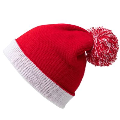 Kangqifen Kids Christmas Santa Knit Beanie Hat with Pompom for Baby Boys Girls Aged 1-6 (Red)