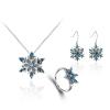 COLORFUL BLING Women's Blue Snowflake Dangle Earrings Pendant Necklace Ring Set Flower Clavicle Chain Crystal Thanksgiving Day Gift for Women Female Winter Christmas Xmas Jewelry-10 view 1