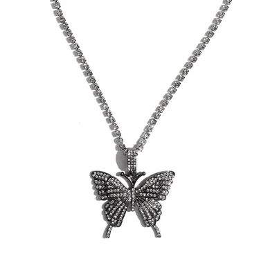 Asphire Sparking Rhinestone Butterfly Pendant Necklace Iced Out Butterfly Tassel Choker Necklaces Set Punk Shinny Tennis Chain Necklace for Women (Black)