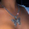Asphire Sparking Rhinestone Butterfly Pendant Necklace Iced Out Butterfly Tassel Choker Necklaces Set Punk Shinny Tennis Chain Necklace for Women (Black) view 3