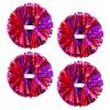 4Pcs Metallic Cheerleading Pom Poms, Creatiee 2 Pair Cheerleader Cheering Squad Pompoms for School Sports Dance Games Team Spirit Cheer (Purple Red) view 1