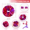 4Pcs Metallic Cheerleading Pom Poms, Creatiee 2 Pair Cheerleader Cheering Squad Pompoms for School Sports Dance Games Team Spirit Cheer (Purple Red) view 2