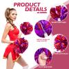4Pcs Metallic Cheerleading Pom Poms, Creatiee 2 Pair Cheerleader Cheering Squad Pompoms for School Sports Dance Games Team Spirit Cheer (Purple Red) view 3