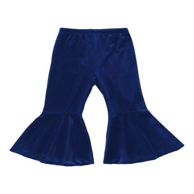 Alvivi Toddler Kids Girls Velvet Stretch Bell-Bottomed Pants Solid Color Flared Pants Winter Trousers Dark Blue 2-3 Years