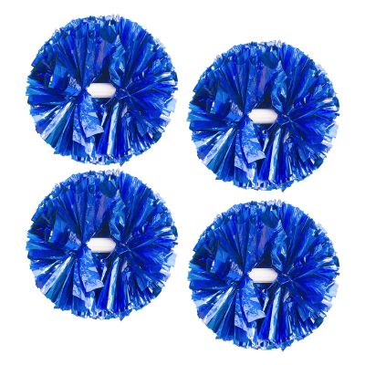 4Pcs Metallic Cheerleading Pom Poms, Creatiee 2 Pair Cheerleader Cheering Squad Pompoms for School Sports Dance Games Team Spirit Cheer (Blue)