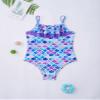 Hedmy Kids Girls One-Piece Mermaid Spaghetti Straps Swimsuit Criss Cross Bikini Swimwear Bathing Suits Colorful Fish Scales 6 Years view 3