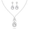 Uloveido Teardrop Necklace and Stud Dangle Earrings, Crystal Rhinestone Bridal Bridesmaid Jewelry Set, with Thank You Cards Y1658 view 1