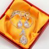 Uloveido Teardrop Necklace and Stud Dangle Earrings, Crystal Rhinestone Bridal Bridesmaid Jewelry Set, with Thank You Cards Y1658 view 4