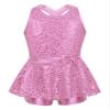 Agoky Girls Sequined Ballet Hip-Hop Jazz Latin Modern Tap Dress Street Stage Performance Costume Pink 15-16 view 1