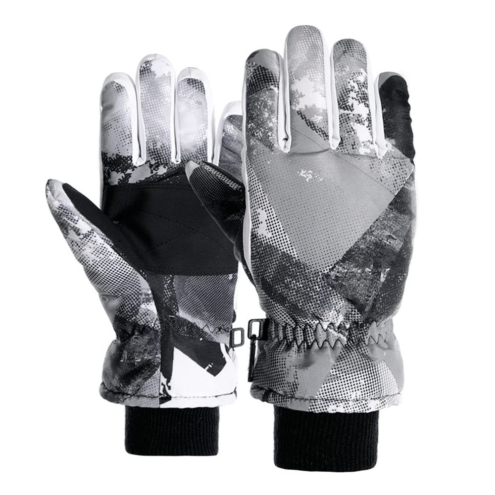 Kids Snow Ski Gloves for Winter Waterproof Boys Girls Ski Gloves Toddler Finger Mittens Black