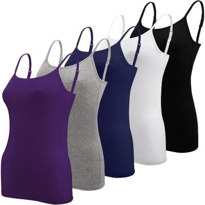 BQTQ 5 Pcs Women's Camisole Tank Tops Spaghetti Undershirts, XL(Purple)