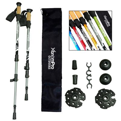 2 Pcs Trekking Poles,Aluminum Lightweight Collapsible Hiking Poles for Women,Walking Sticks for Hiking Carbon Fiber(Silver)
